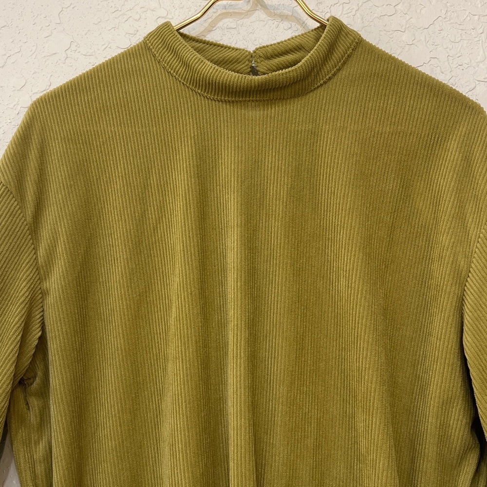SHEIN Corduroy Mock Neck Belted Long Sleeve Dress Olive Green Size M - Picture 4 of 11